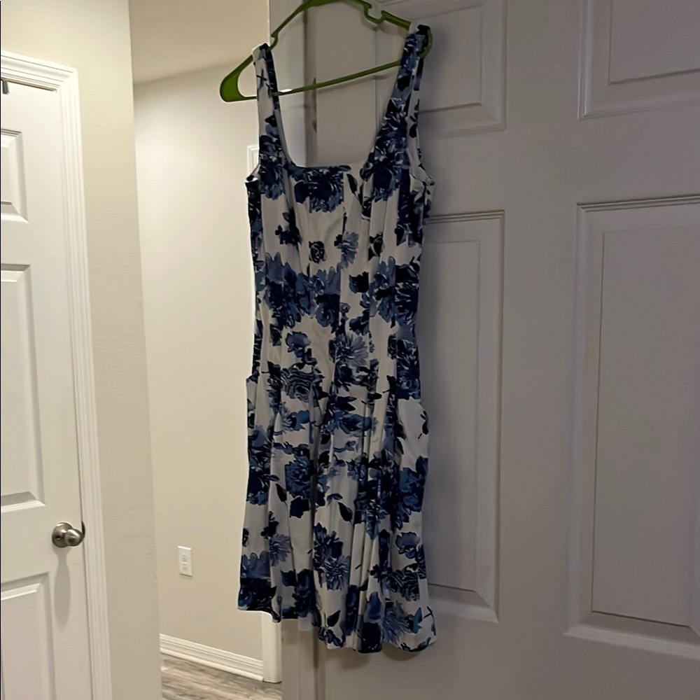 Floral Blue and White Mini Dress